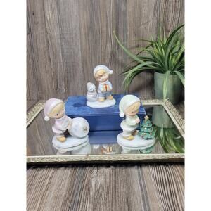 3 Vintage Homco Christmas Children Figurines 5613 Home Interior NIB